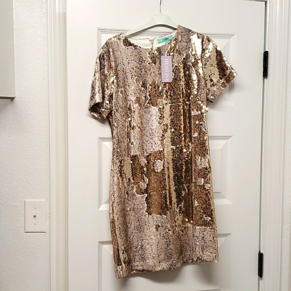 Karlie Shift Sequin Snake print Dress Medium
